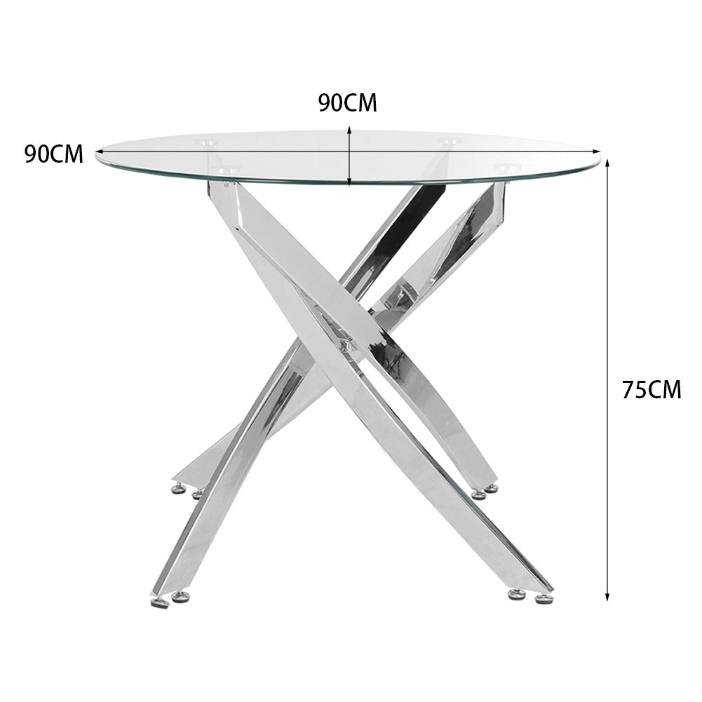 Round Tempered Glass End Table Accent Coffee Table Chrome Legs
