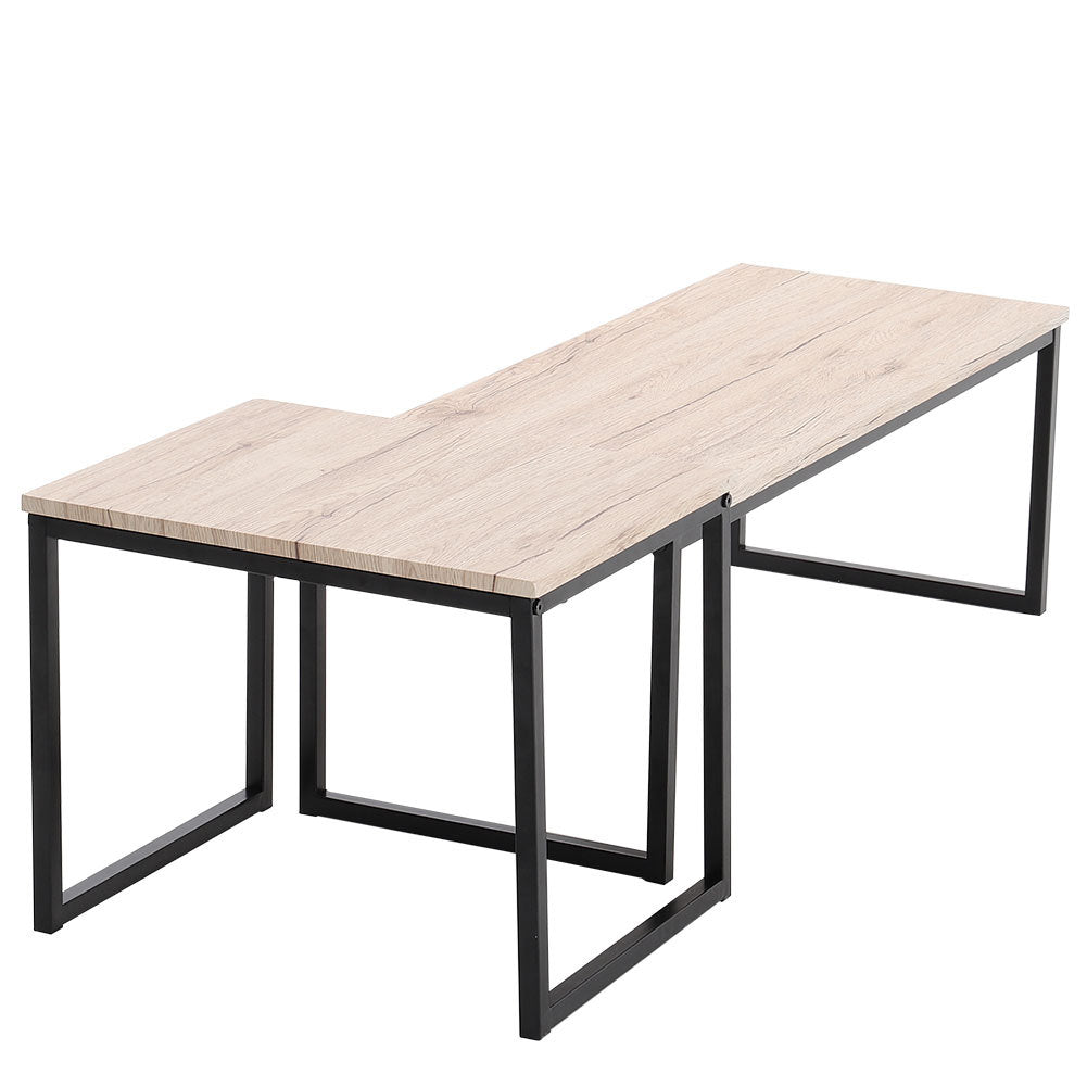 2pcs Modern Wood Rectangle Coffee Table Living Room Desk Set