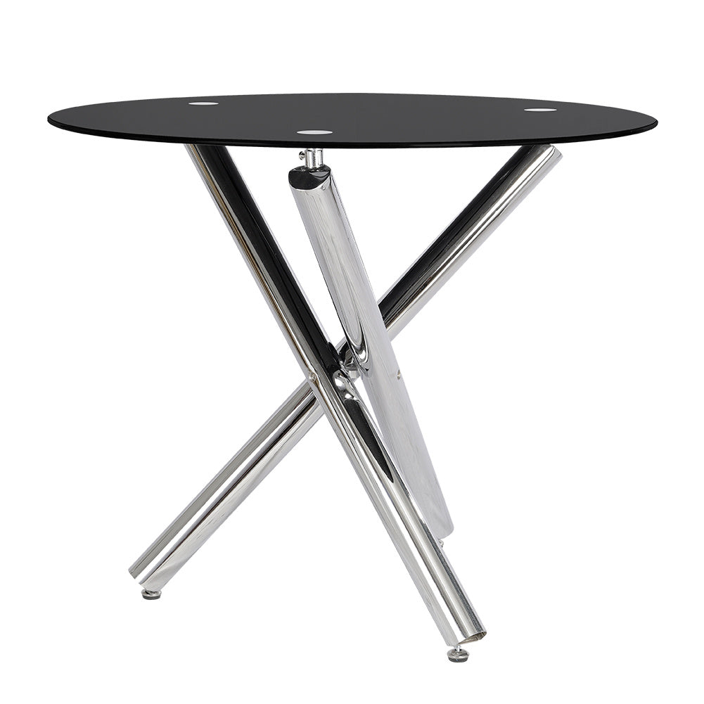 Clear Tempered Glass Round Side Coffee Table Tea Table Chrome Legs