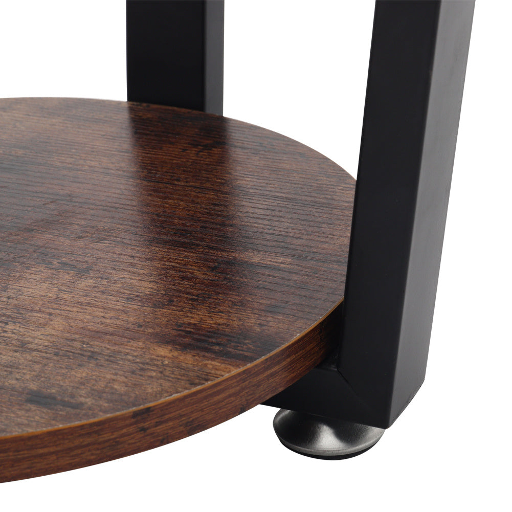 2 Tier Retro Wood Round Coffee Table Sofa End Table