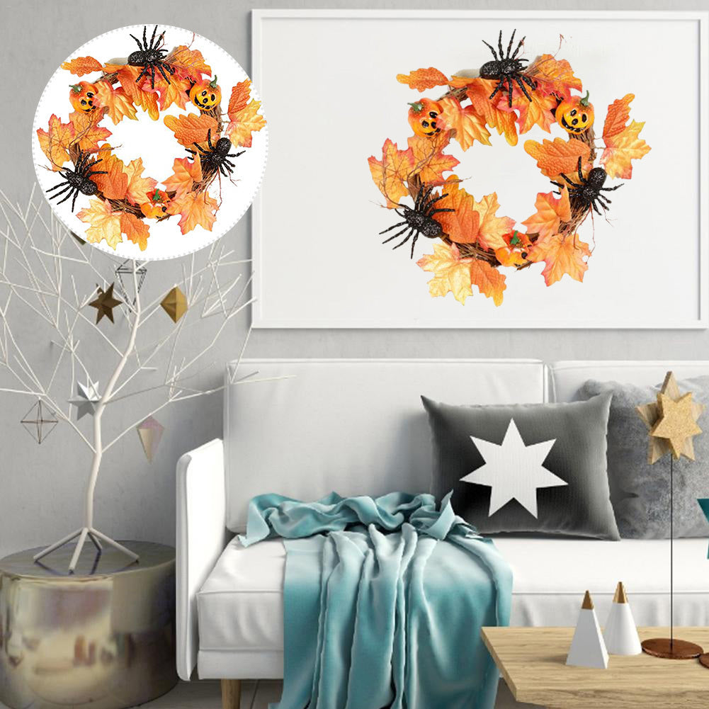 40cm Halloween Spider/Hands Pumpkin Wreath Autumn Door Garland
