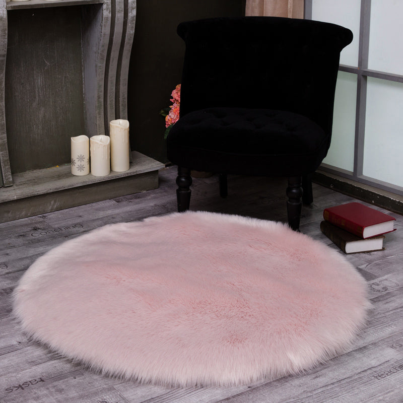 Plain Fluffy Chair Sofa Cover Mat Floor Carpet Shaggy Faux Wool Sheepskin Rug Soft