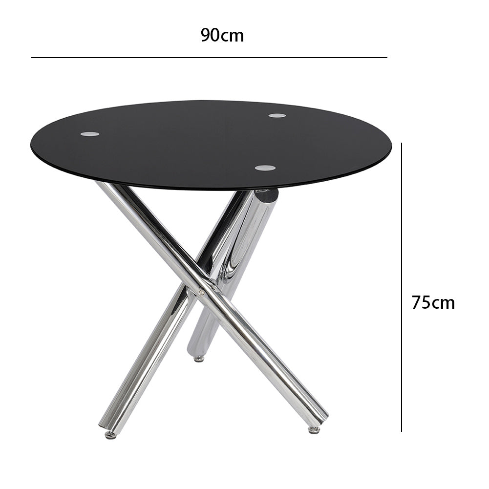 Clear Tempered Glass Round Side Coffee Table Tea Table Chrome Legs