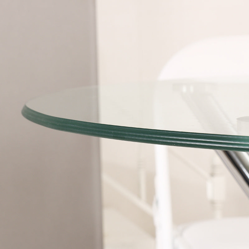Contemporary Round Tempered Glass Accent Side End Table Chrome