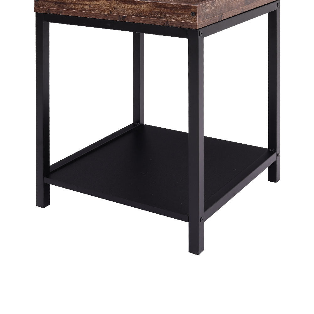 2 Tier Square Wood Coffee Table End Table Nightstand
