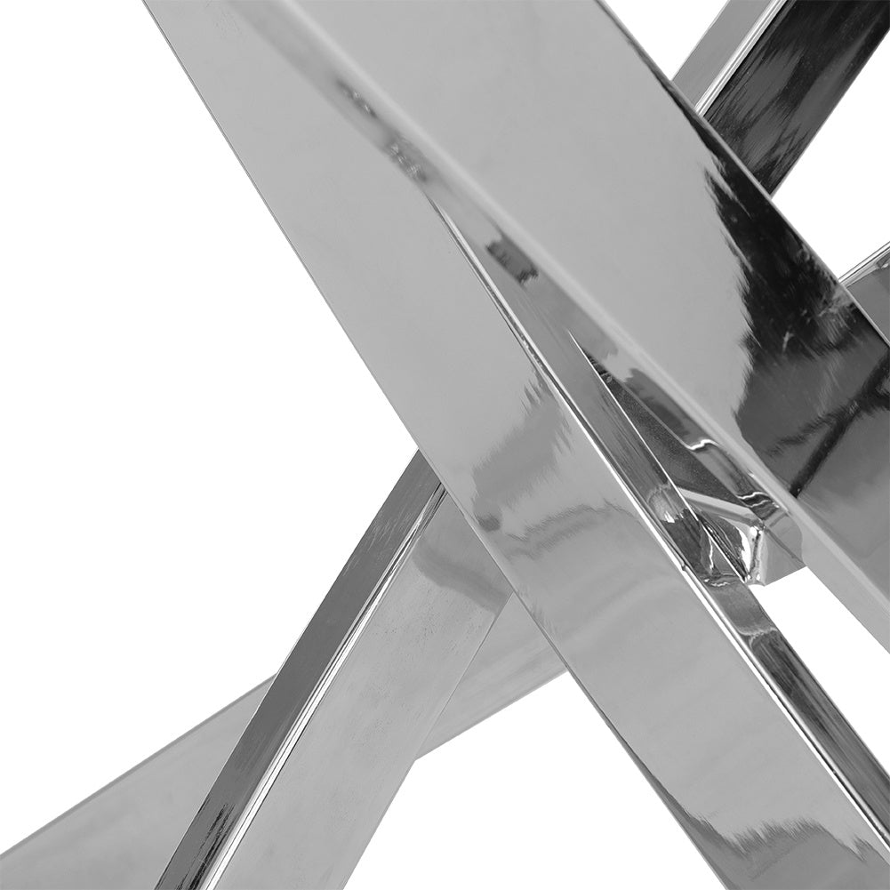 Round Tempered Glass End Table Accent Coffee Table Chrome Legs
