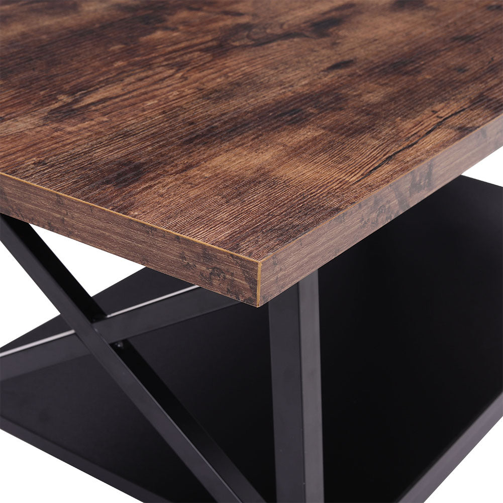 2 Tier Vintage Rectangle Wood Coffee Tea Table