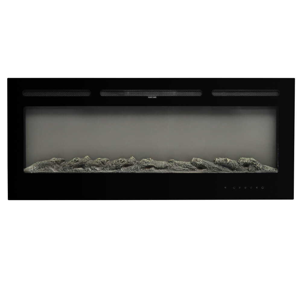 50 Inch Wall Recessed LED Electric Fireplace Dimmable Log Crystal Flame