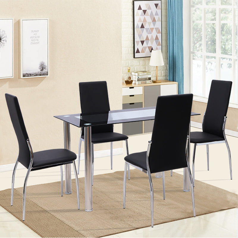 Rectangle Tempered Glass Dining Table Chrome Legs
