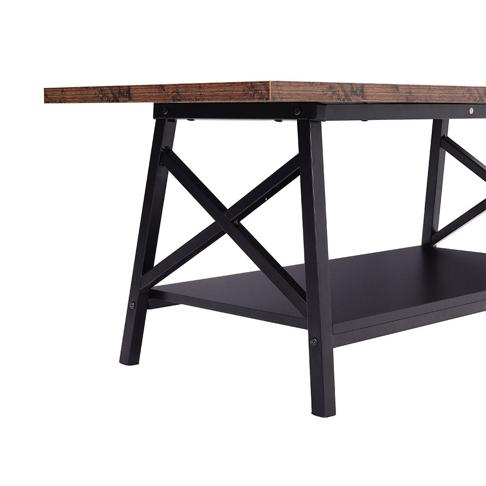 2 Tier Vintage Rectangle Wood Coffee Tea Table