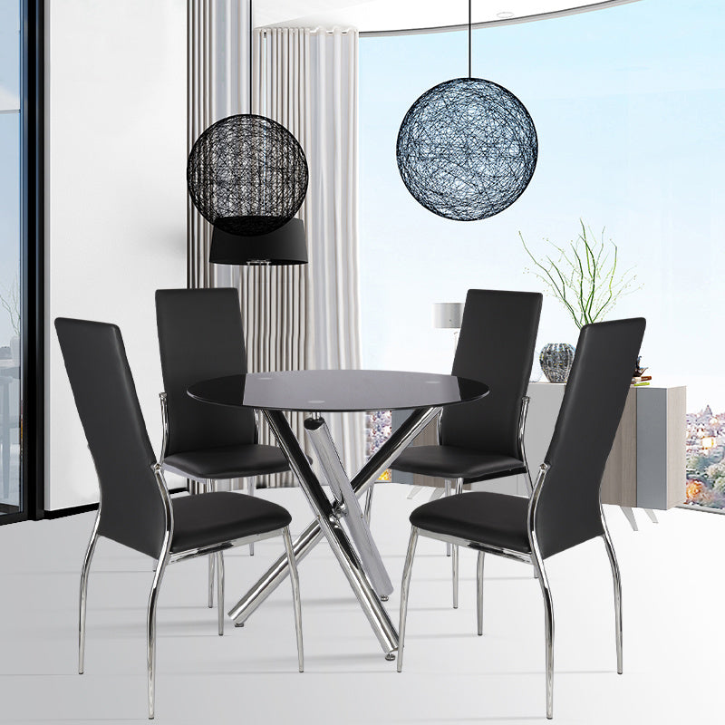 Clear Tempered Glass Round Side Coffee Table Tea Table Chrome Legs