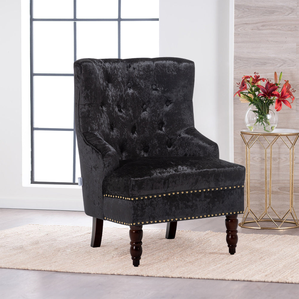 Chesterfield Crushed Velvet Dining Chair Button Studded Armchair