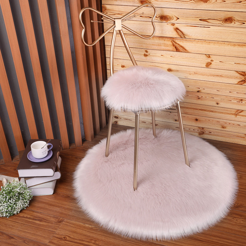 Plain Fluffy Chair Sofa Cover Mat Floor Carpet Shaggy Faux Wool Sheepskin Rug Soft