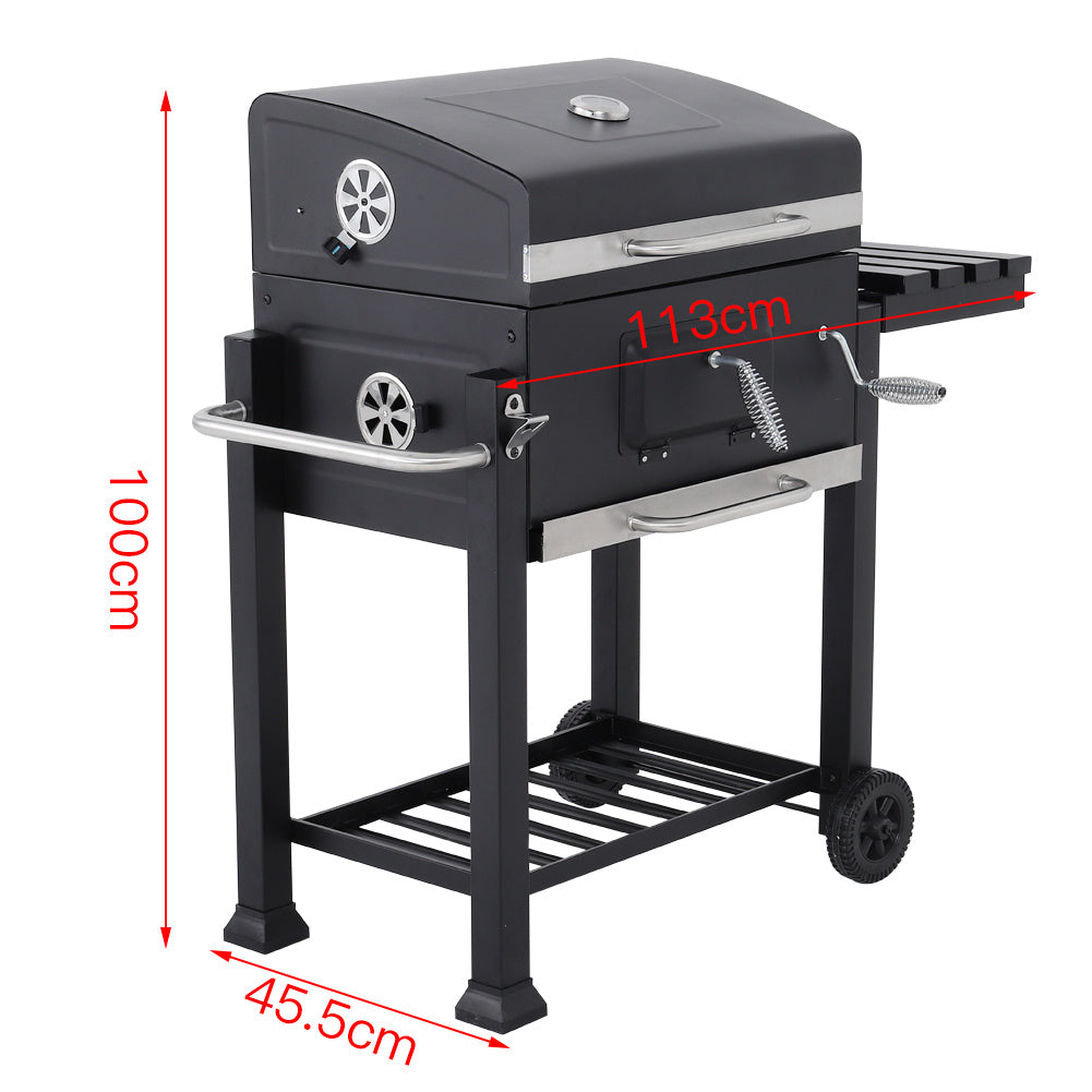 Portable Charcoal BBQ Grill Cart Patio Party Barbecue Trolley