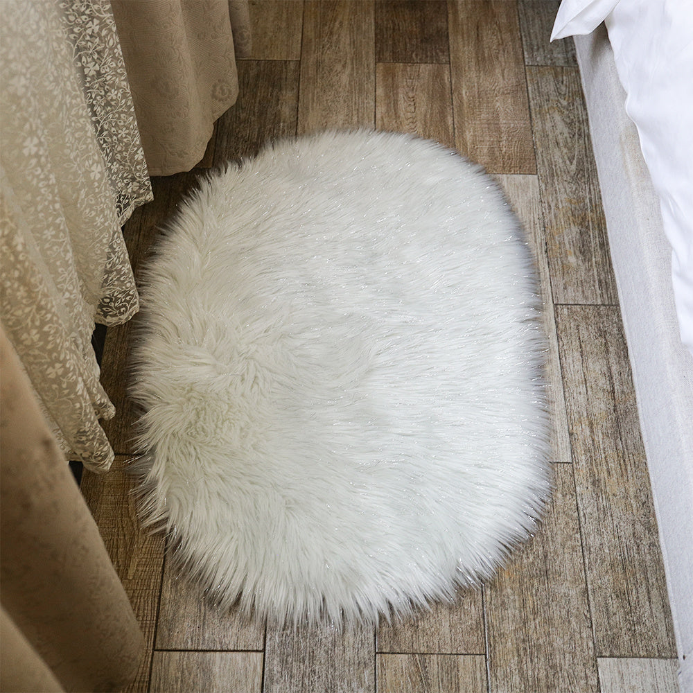 Fluffy Shaggy Area Rug Faux Fur Floor Carpet Non Slip Glitter Mat