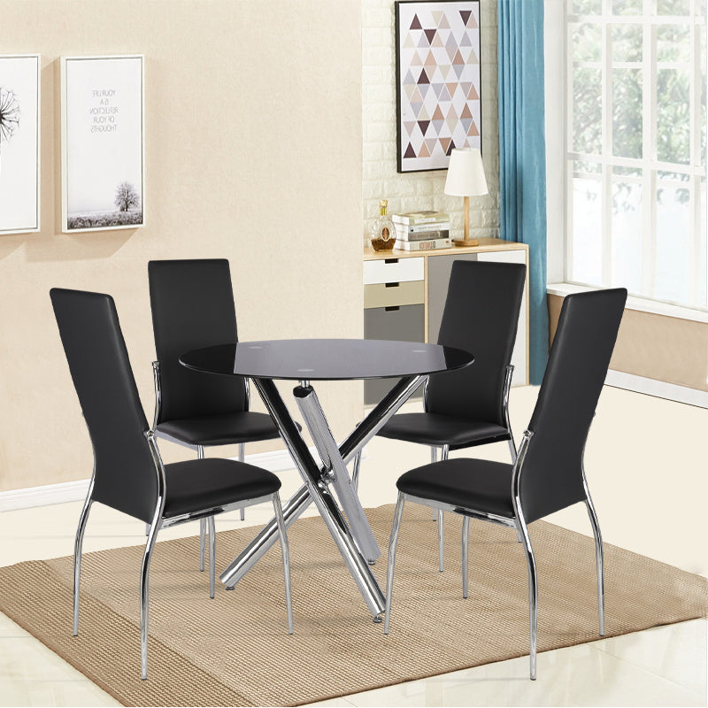 Clear Tempered Glass Round Side Coffee Table Tea Table Chrome Legs