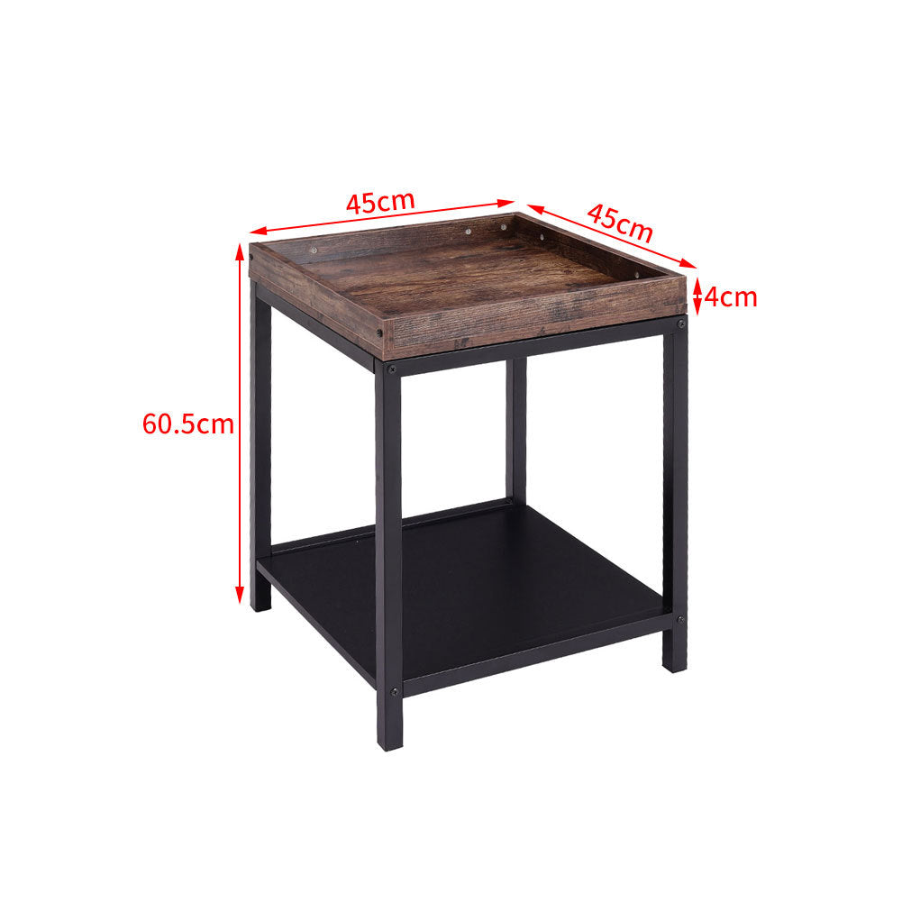 2 Tier Square Wood Coffee Table End Table Nightstand