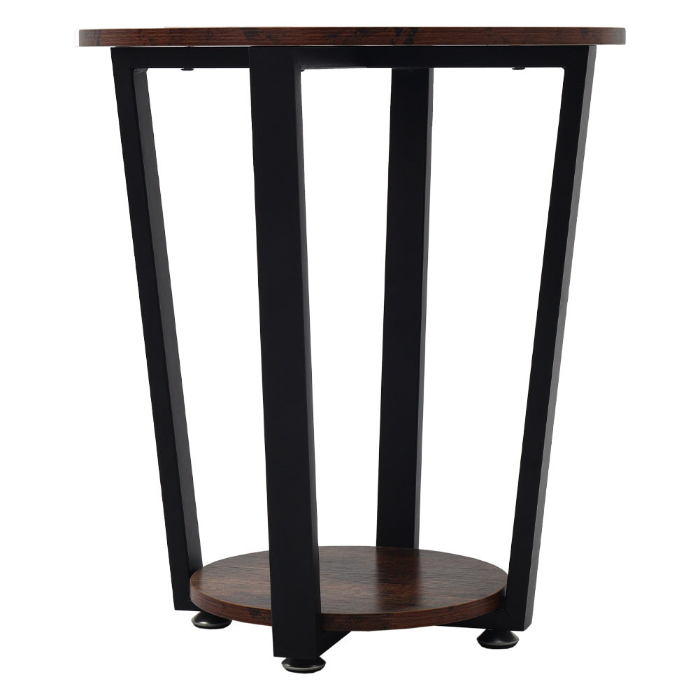 2 Tier Retro Wood Round Coffee Table Sofa End Table