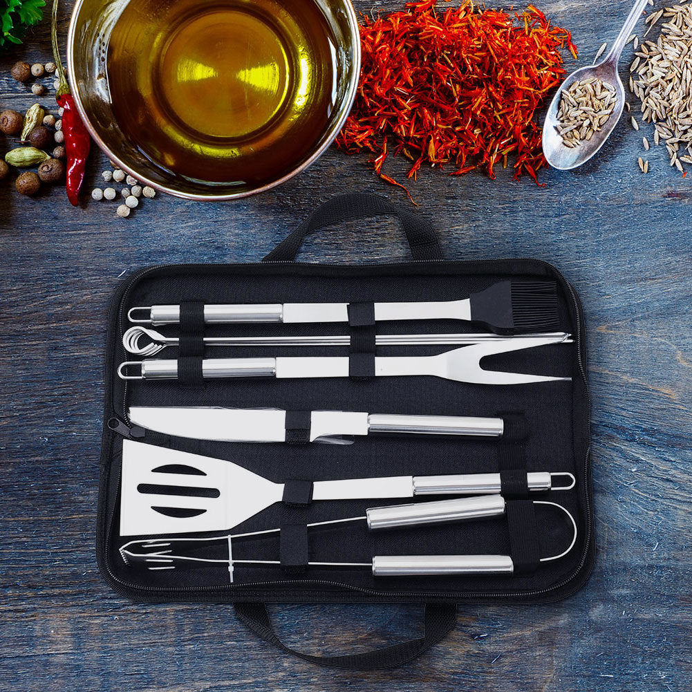 9pcs Stainless Steel Barbecue Grill Tools Set Cooking Utensils