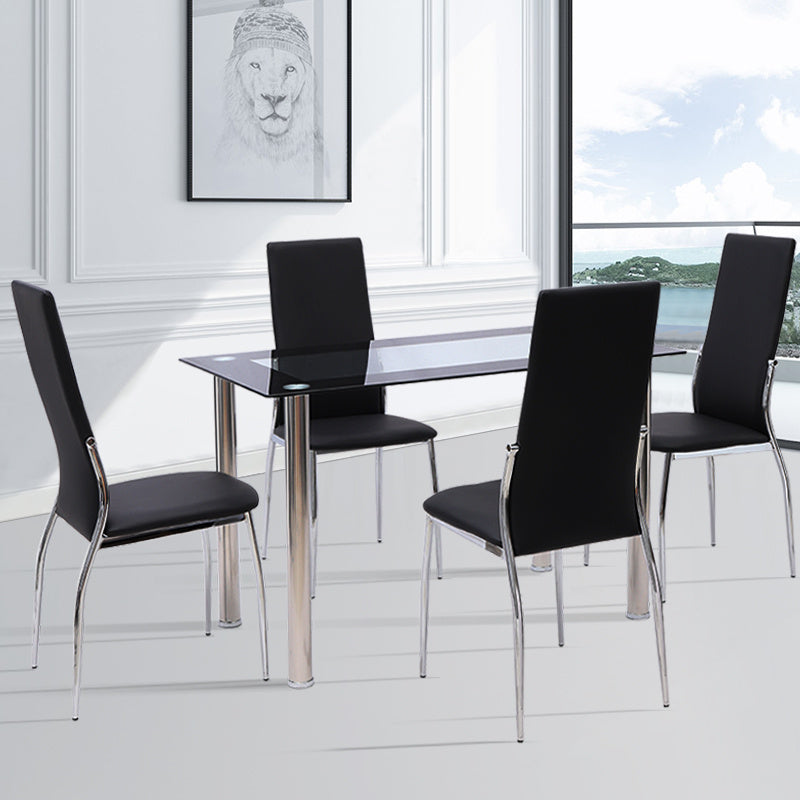 Rectangle Tempered Glass Dining Table Chrome Legs