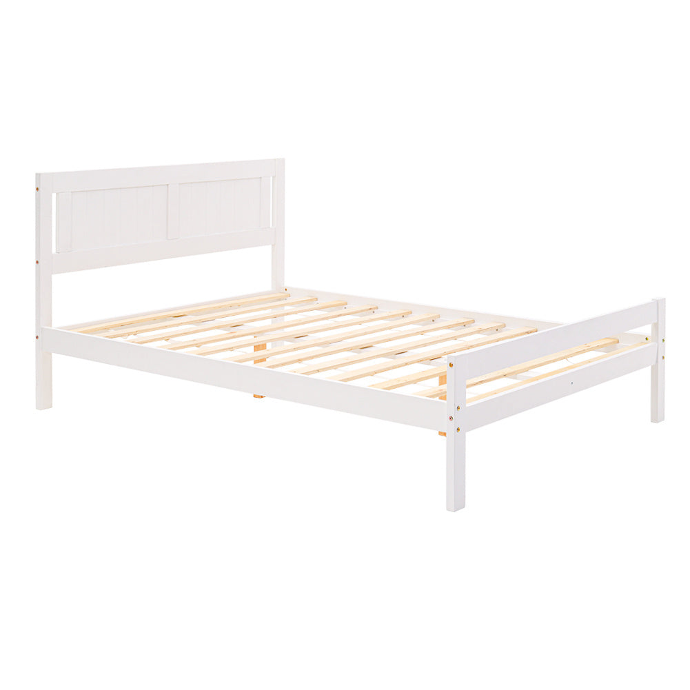 King Size 5ft Bed Frame Wood Solid Pine Bedstead Headboard White