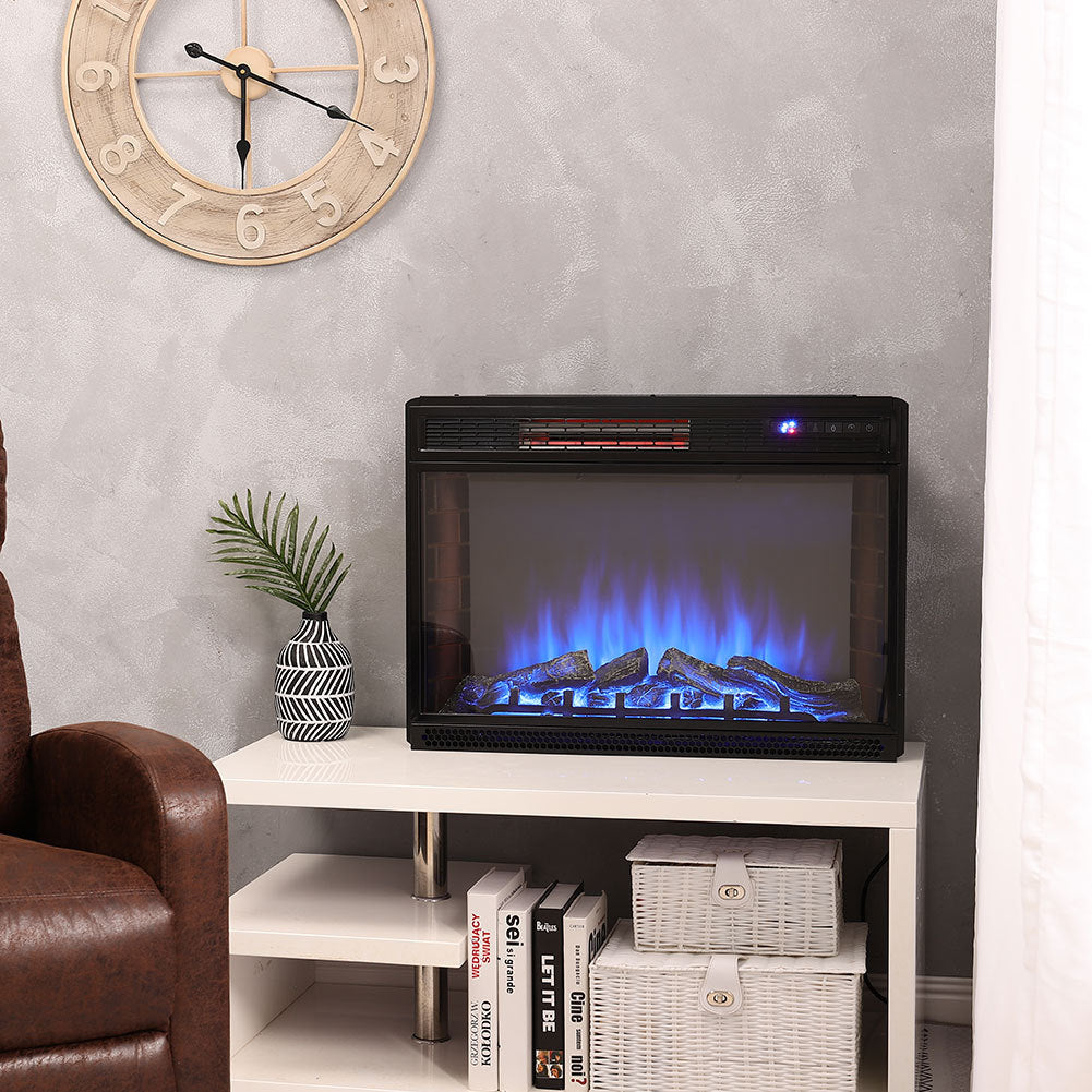 26 Inch Wall Mounted LED Flame Effect 3 Colour Light Electric Fireplace Heater Remote Control