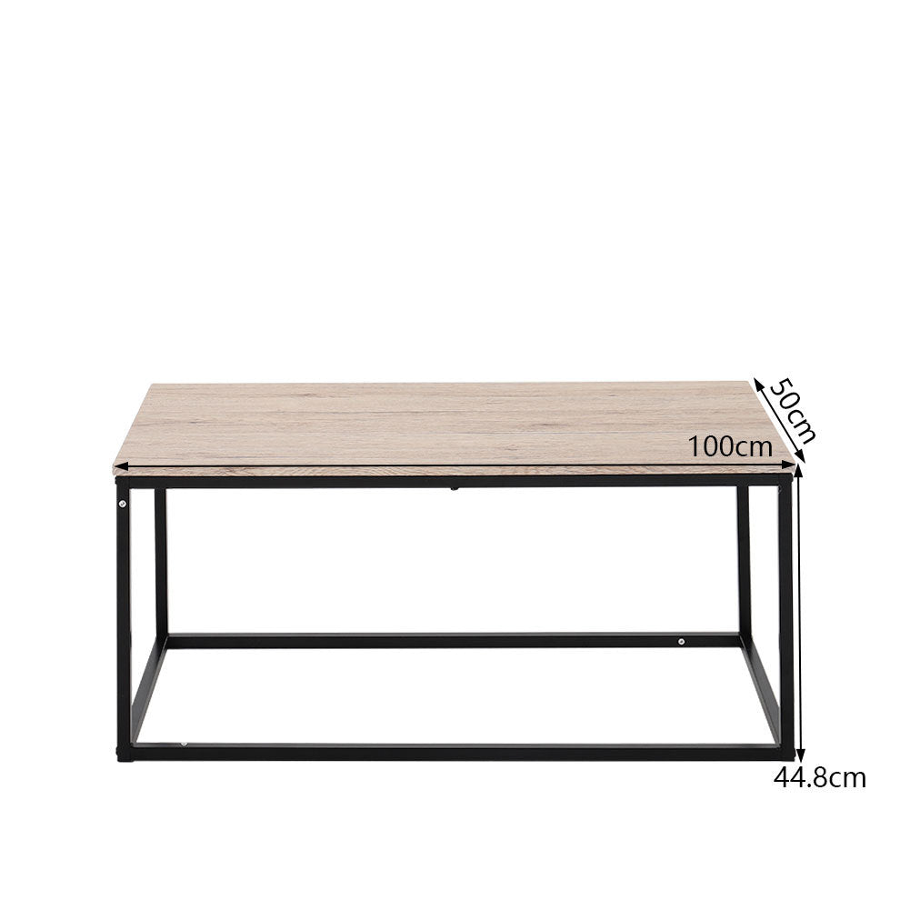 Industrial Style Rectangle Coffee Table Wood Top Desk