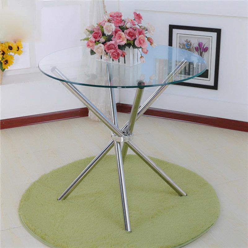 Contemporary Round Tempered Glass Accent Side End Table Chrome