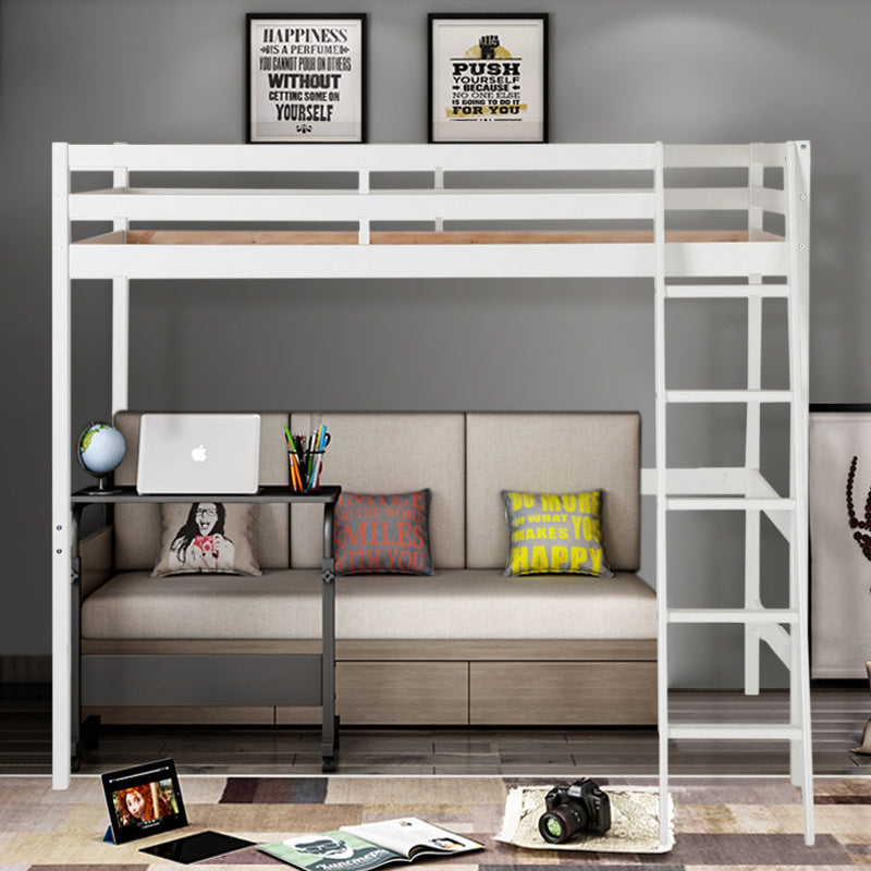 Kids Junior Wooden Twin Loft Bunk Bed Bedroom Furniture with Ladder Space Saver