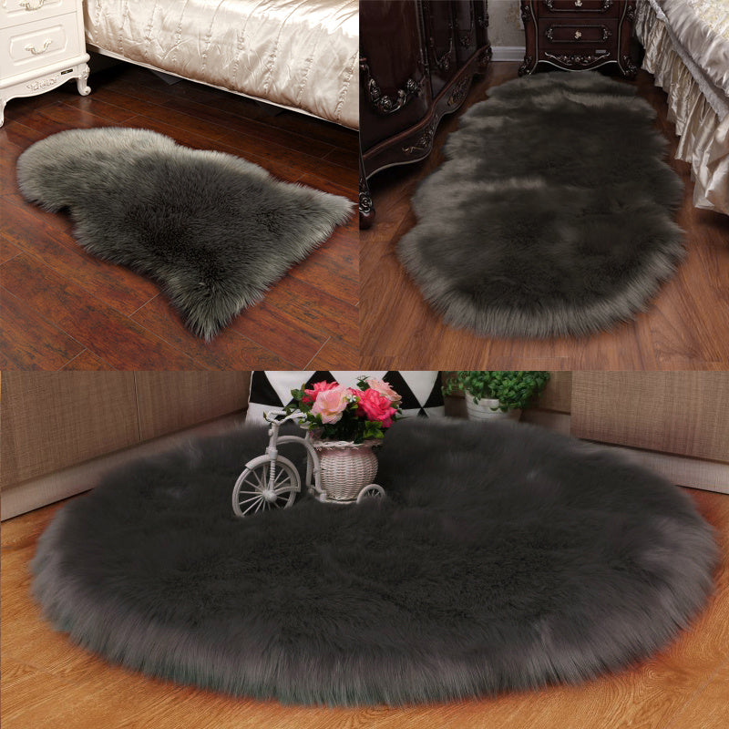 Round Fluffy Faux Fur Anti-Skid Shaggy Area Rug Carpet Floor Mat