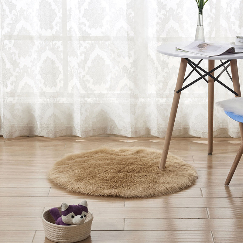 Round Fluffy Faux Fur Anti-Skid Shaggy Area Rug Carpet Floor Mat