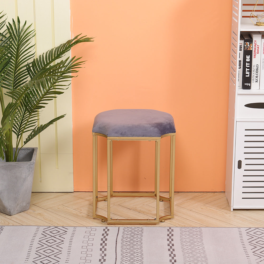 Velvet Uphostered Dressing Table Stool Minimalist Makeup Vanity Chair Geometric Legs