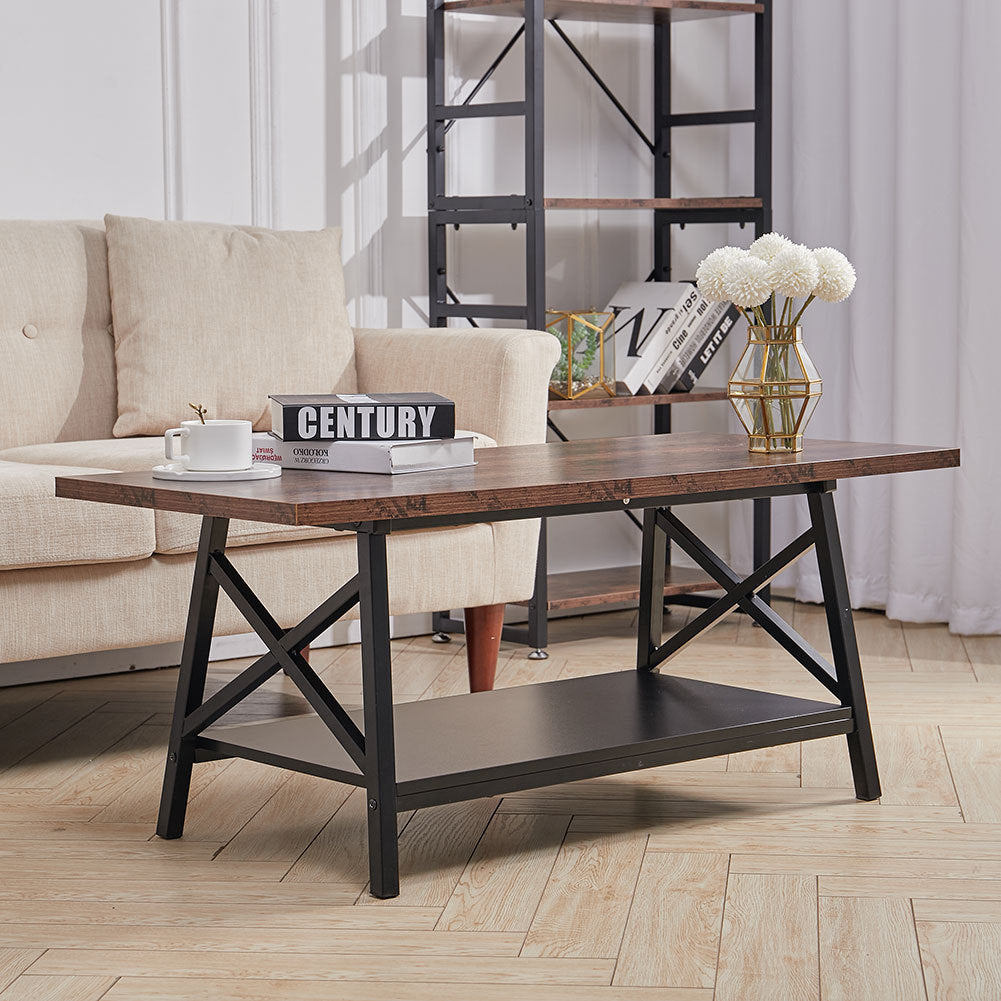Retro Rectangle Wooden Coffee Table Tea End Table