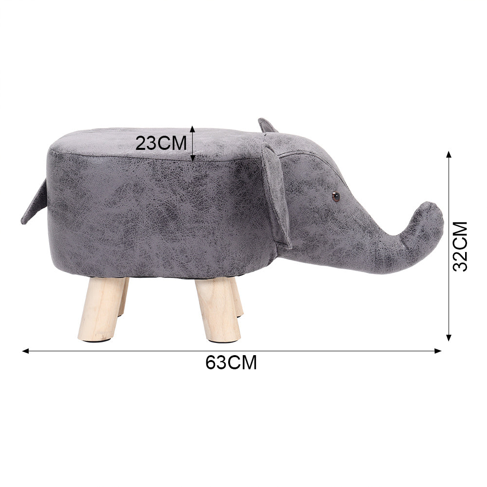Cute Animal Shape Footstool Upholstered Kids Ottoman Pouffe Bedroom Playroom