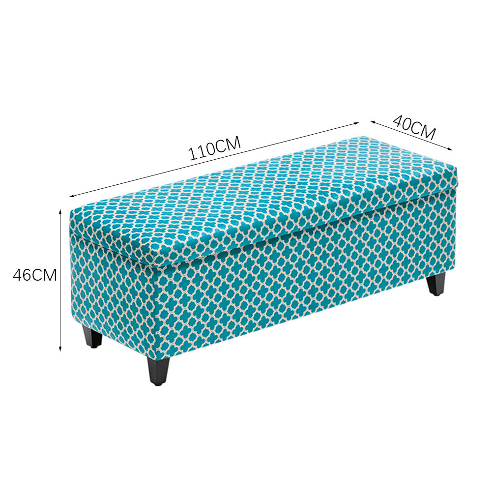 Vintage Printed Fabric Ottoman Storage Box Bench Window Seat Padded Piano Chairs