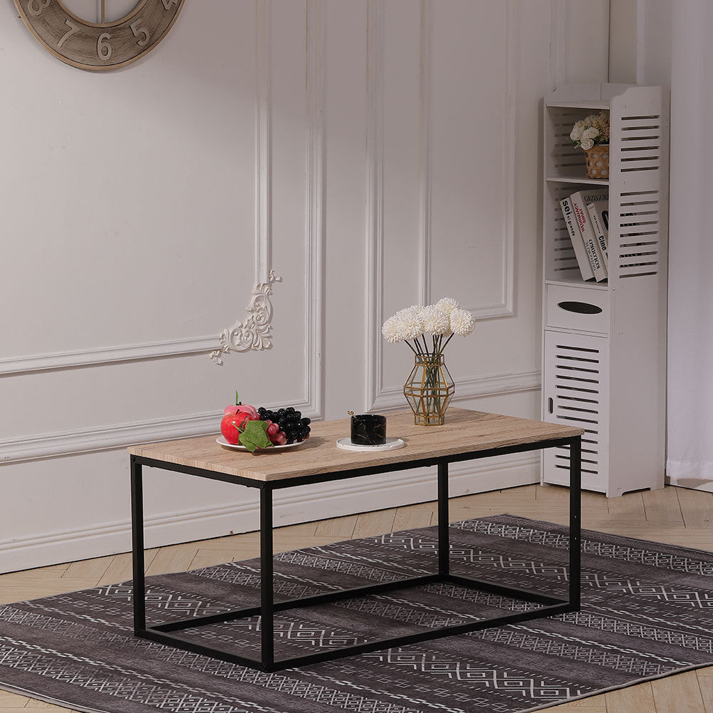 Industrial Style Rectangle Coffee Table Wood Top Desk
