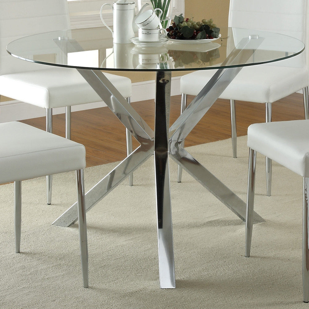 Clear Tempered Glass Round Side Coffee Table Tea Table Chrome Legs