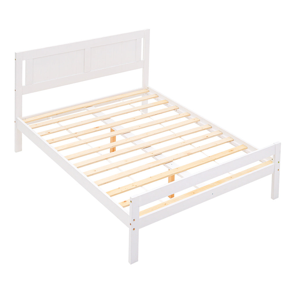 King Size 5ft Bed Frame Wood Solid Pine Bedstead Headboard White