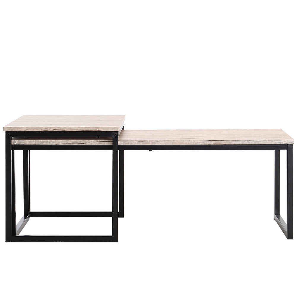 2pcs Modern Wood Rectangle Coffee Table Living Room Desk Set