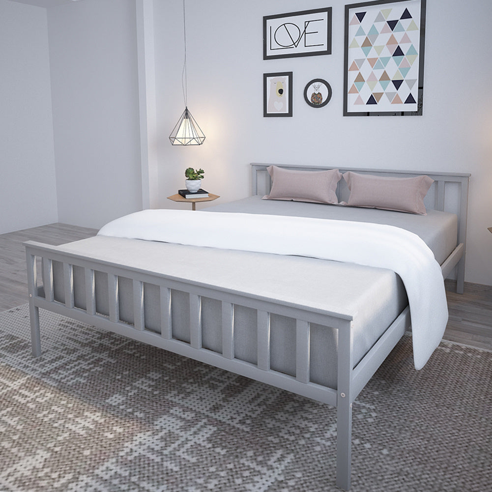 5/4.6FT Pine Wood Bed Frame Double King Size Kids Adult Bedstead