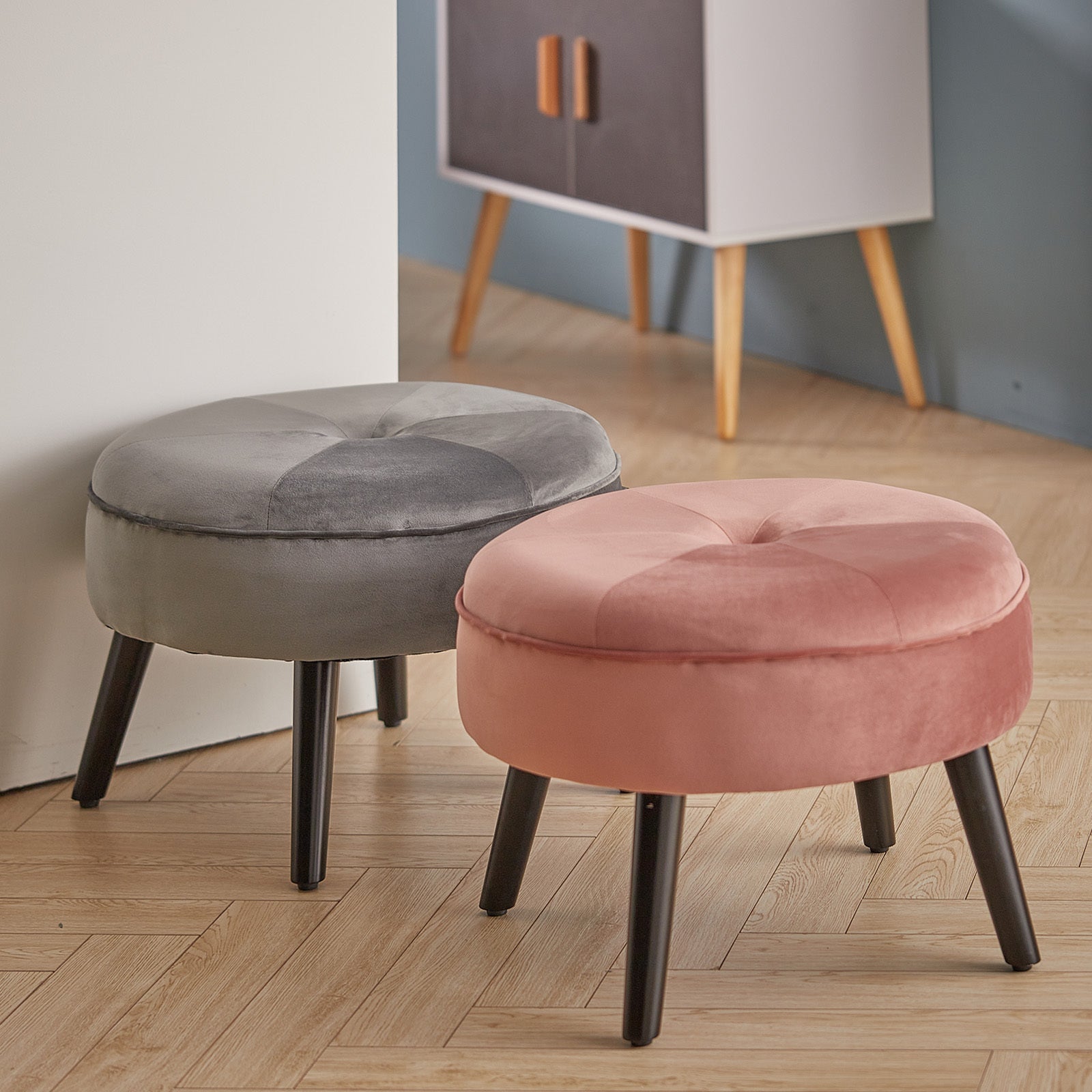 Velvet Footstool Ottoman Footrest Stool Living Room Bedroom Chairs
