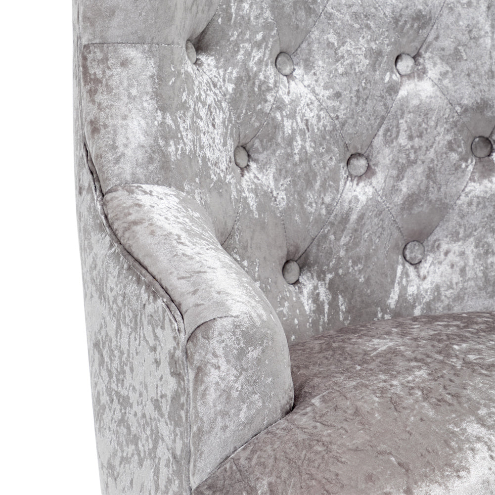 Chesterfield Crushed Velvet Dining Chair Button Studded Armchair