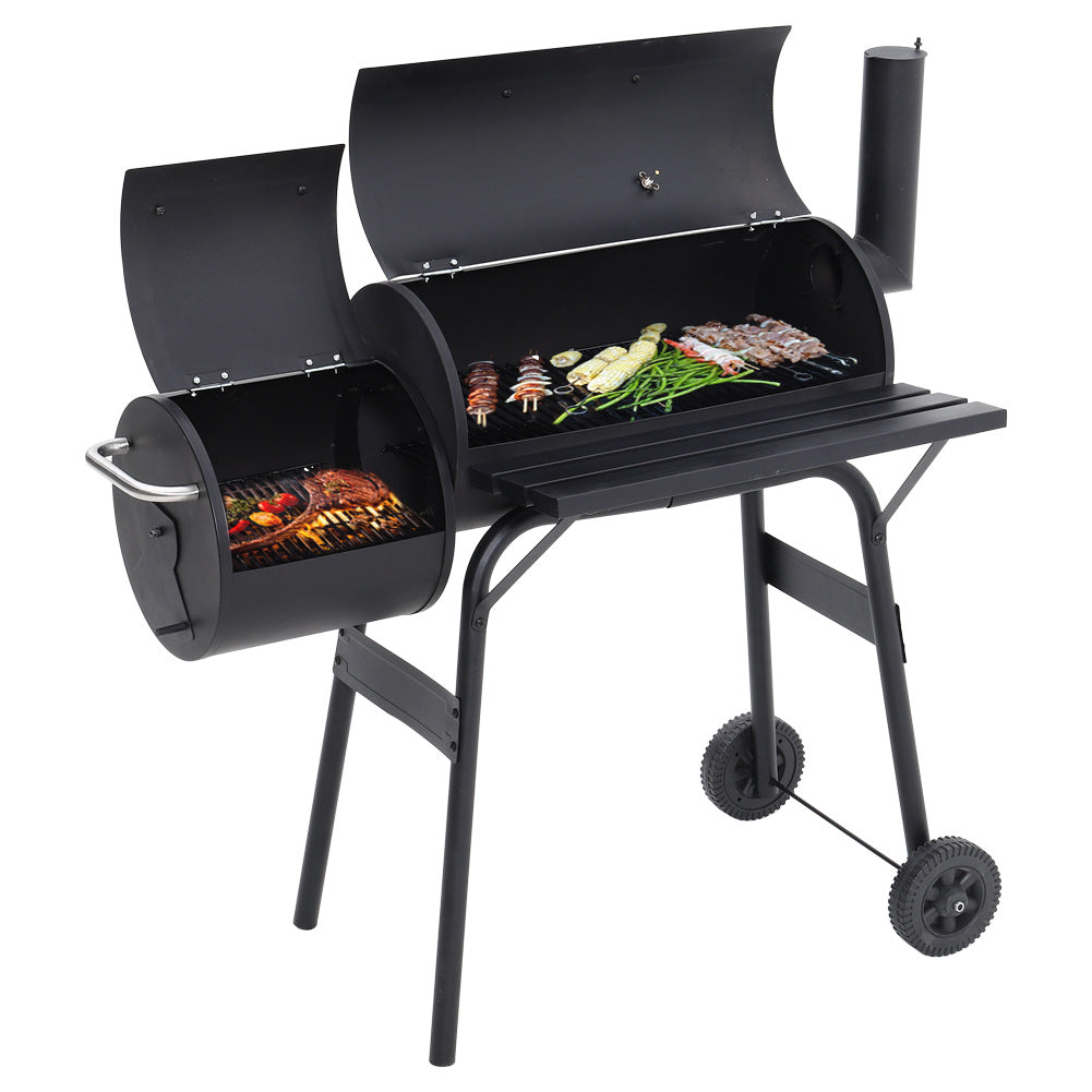 45 Inch Garden Party Charcoal Smoker Grill BBQ 2 Barrel Trolley