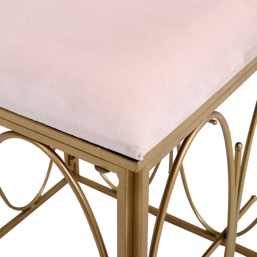 Square Velvet Dressing Table Stool Pouffe Vanity Makeup Chair Footstool Bedroom