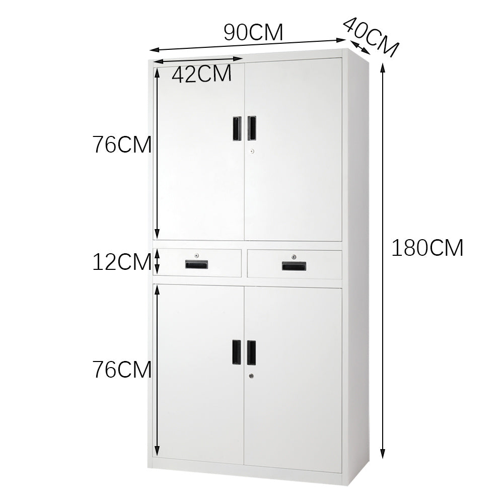 5 Layer 2 Drawer Lockable Metal Filing Cabinet Office Garage Storage Cupboard