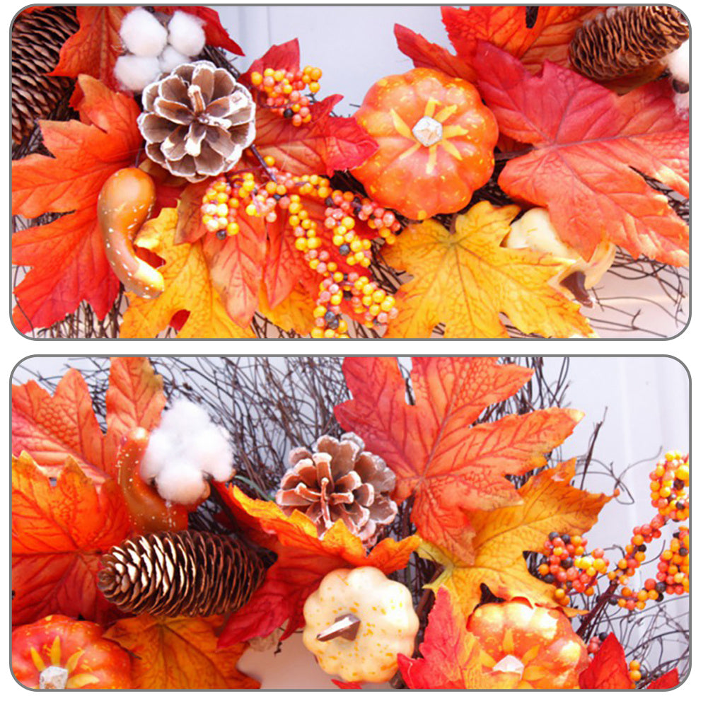 Autumn Maple Leaf Pumpkin Wreath Halloween Home Party Decor
