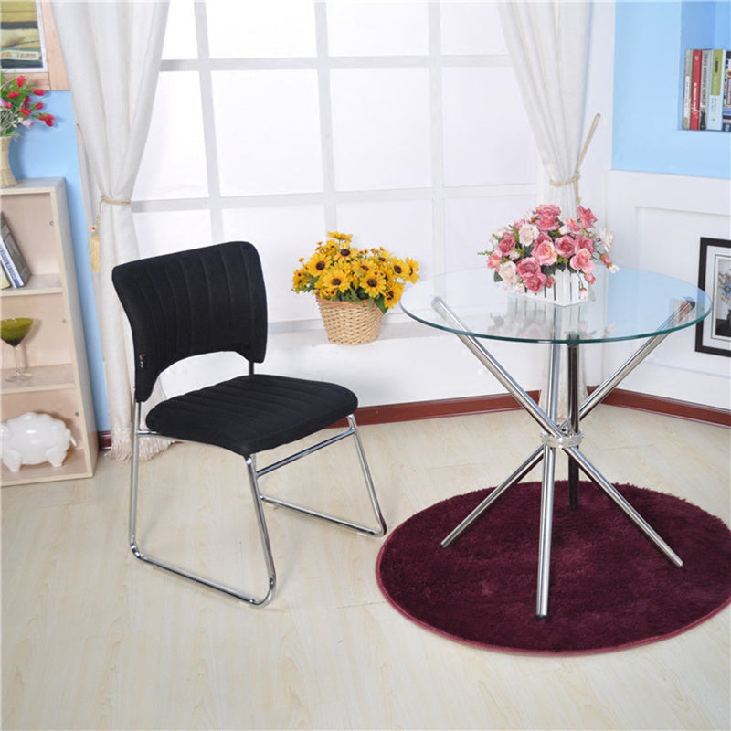 Contemporary Round Tempered Glass Accent Side End Table Chrome