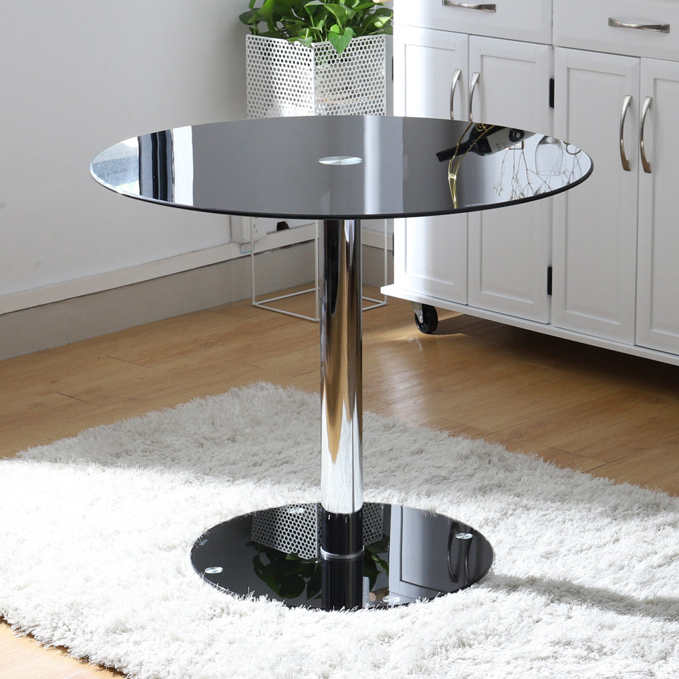Round Tempered Glass Accent Side End Table Coffee Sofa Table