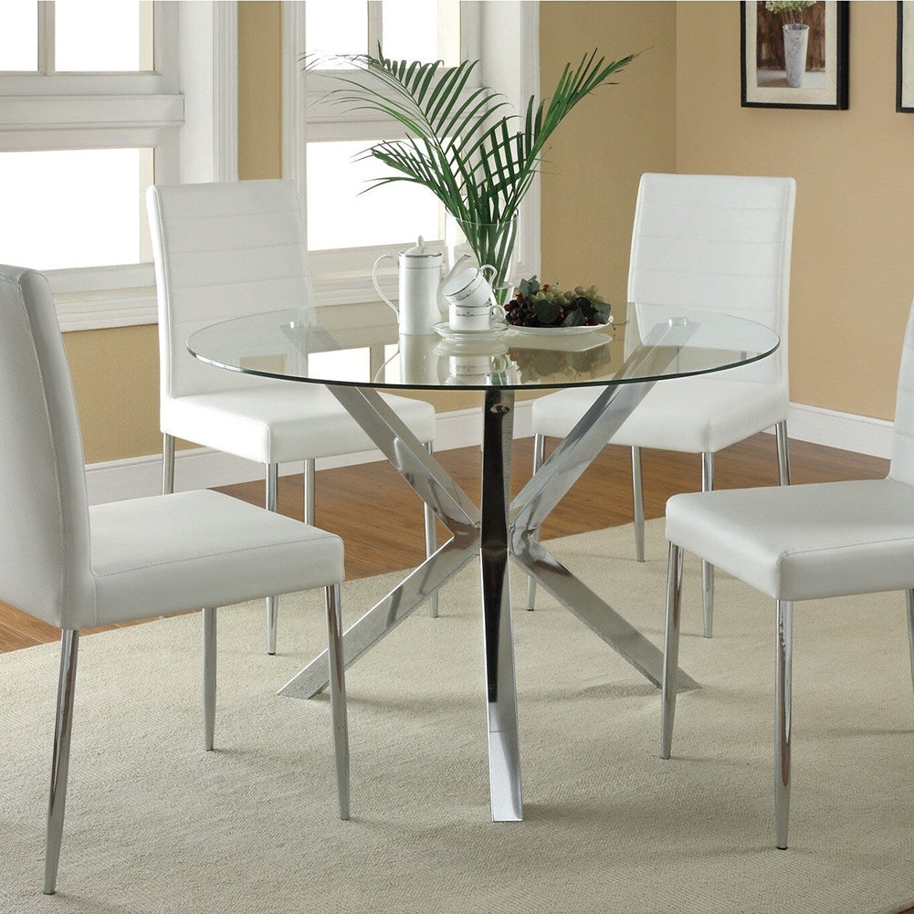 Clear Tempered Glass Round Side Coffee Table Tea Table Chrome Legs