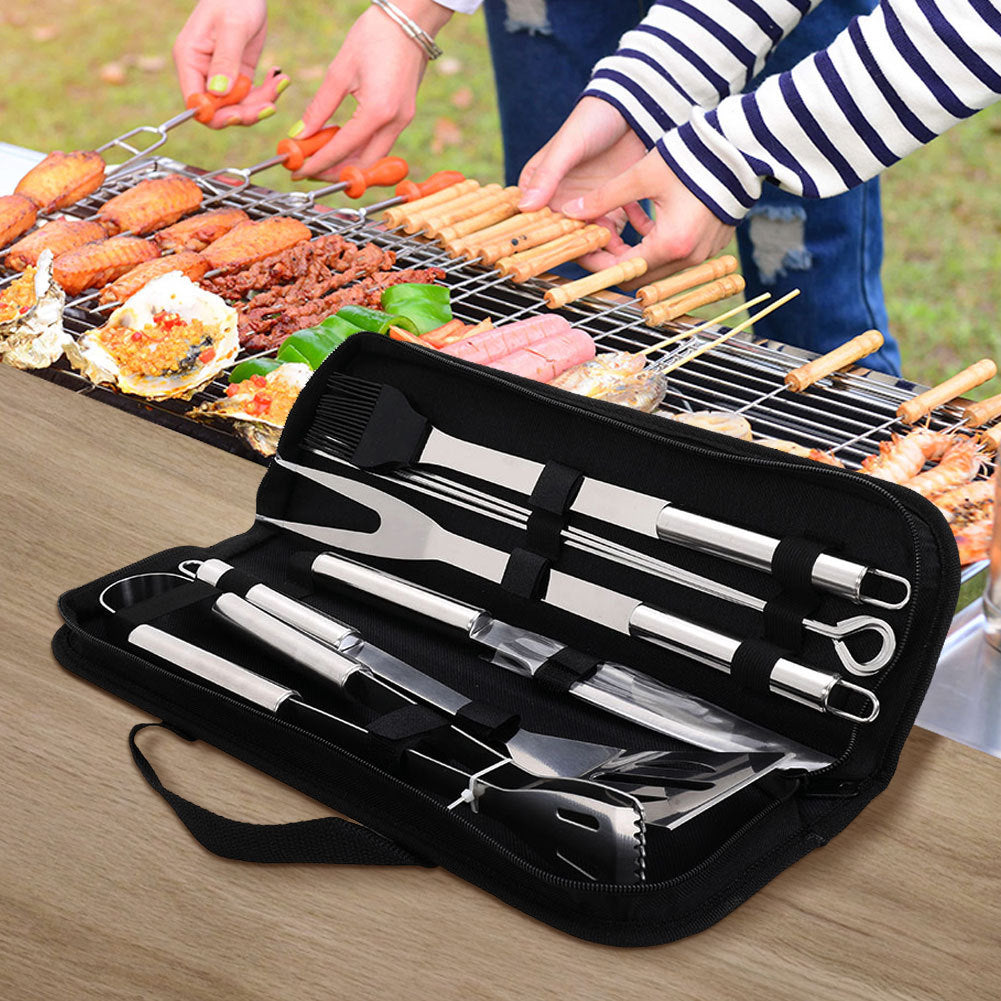 9pcs Stainless Steel Barbecue Grill Tools Set Cooking Utensils